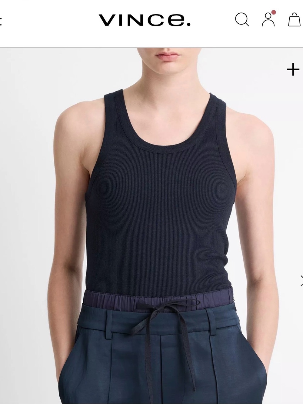 Vince Black Ribbed Scoop Neck Tank Top